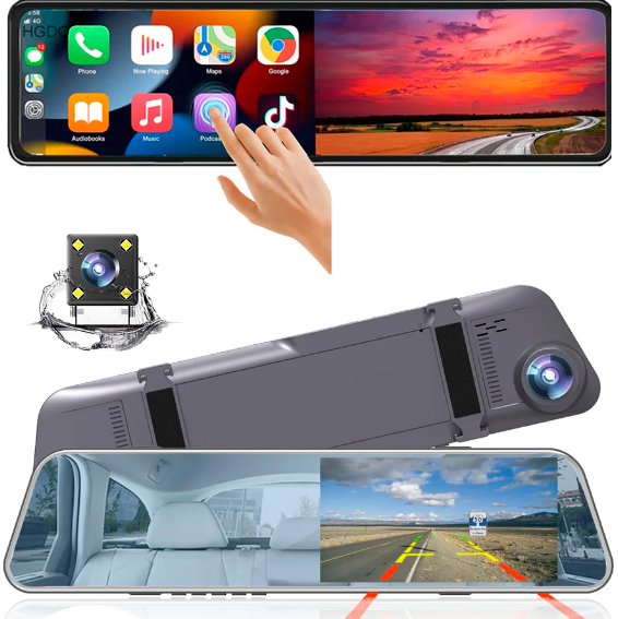VisionDrive Pro - MONITOR DE ESPEJO RETROVISOR CON DVR + VISIÓN NOCTURNA